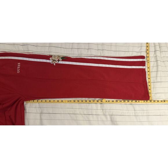 GUESS | Red Floral Embroidered Wide Leg Loose fit Track Pants 'ZOEY' NWT- Large - Picture 9 of 9